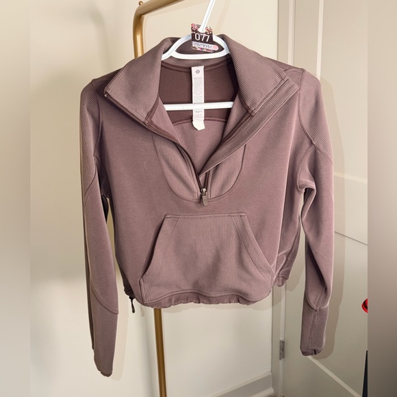 lululemon athletica Tops - 77. Lululemon Brushed Softstreme Ribbed Half Zip in Espresso